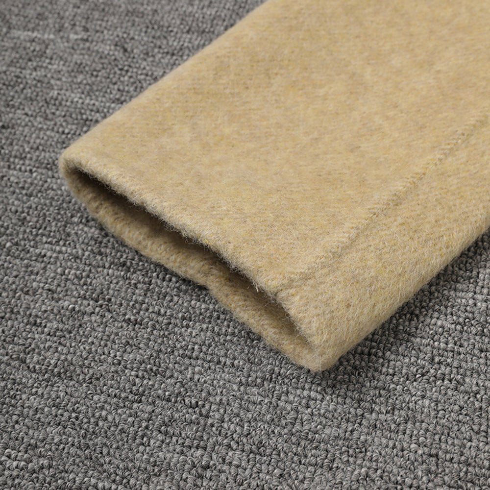 Beige Wool Coat With Wrap Belt, Soft Texture