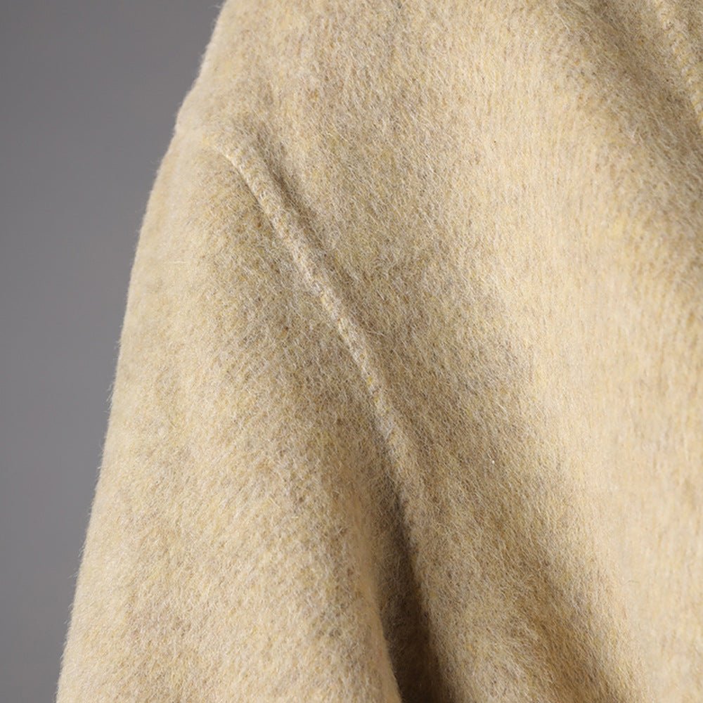 Beige Wool Coat With Wrap Belt, Soft Texture