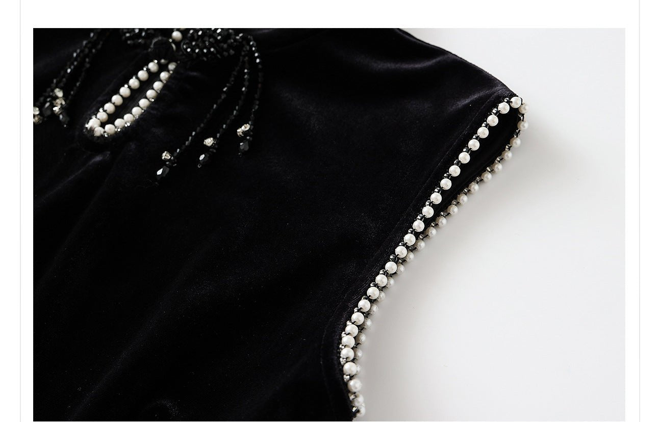 Black Velvet Dress With Beads