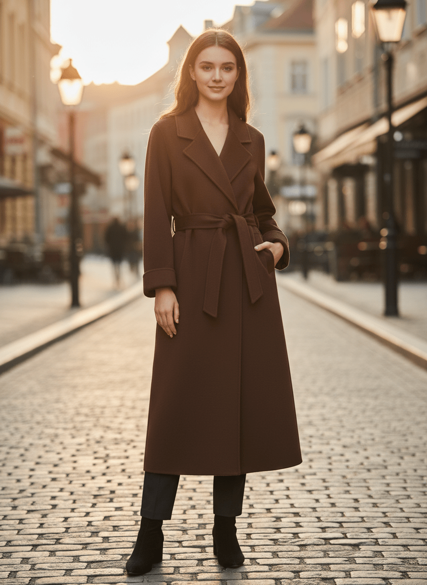 Elegant Wool And Cashmere Coat With Fitted Cut And Suit Collar