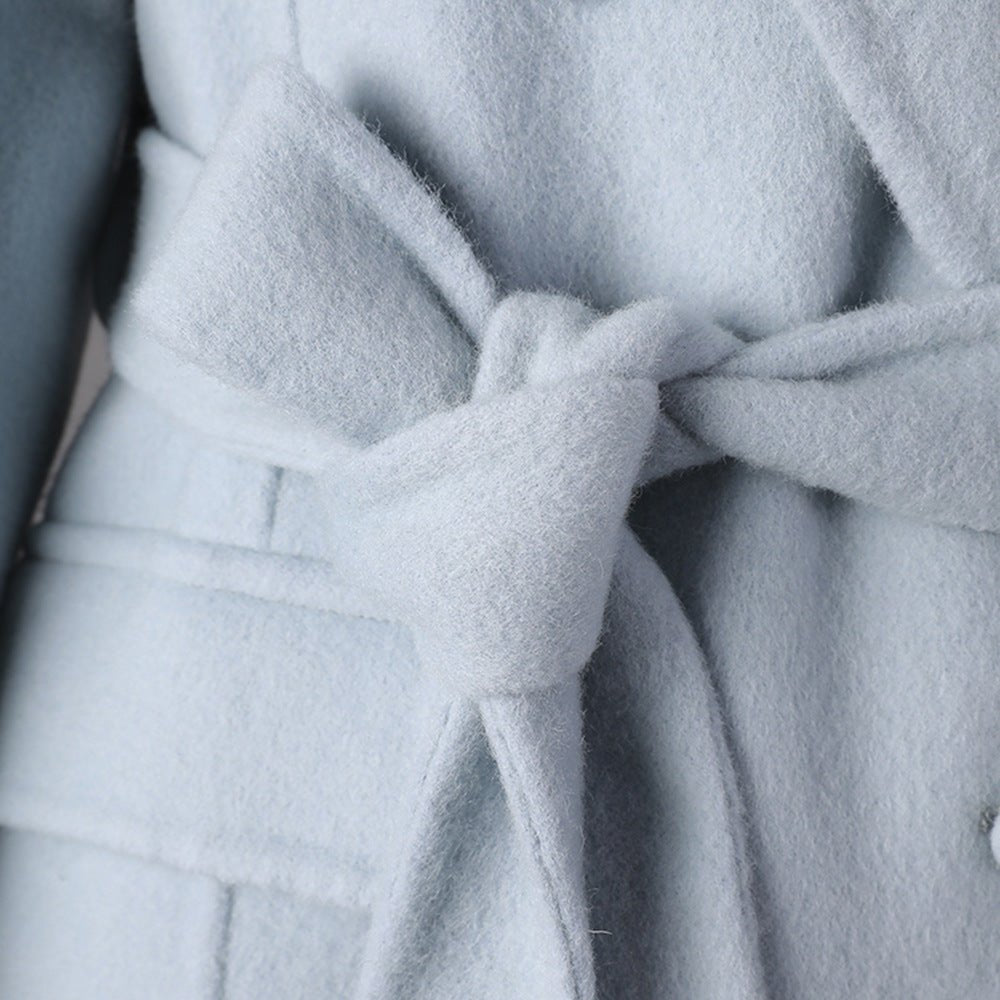 Long Baby Blue Wool Coat