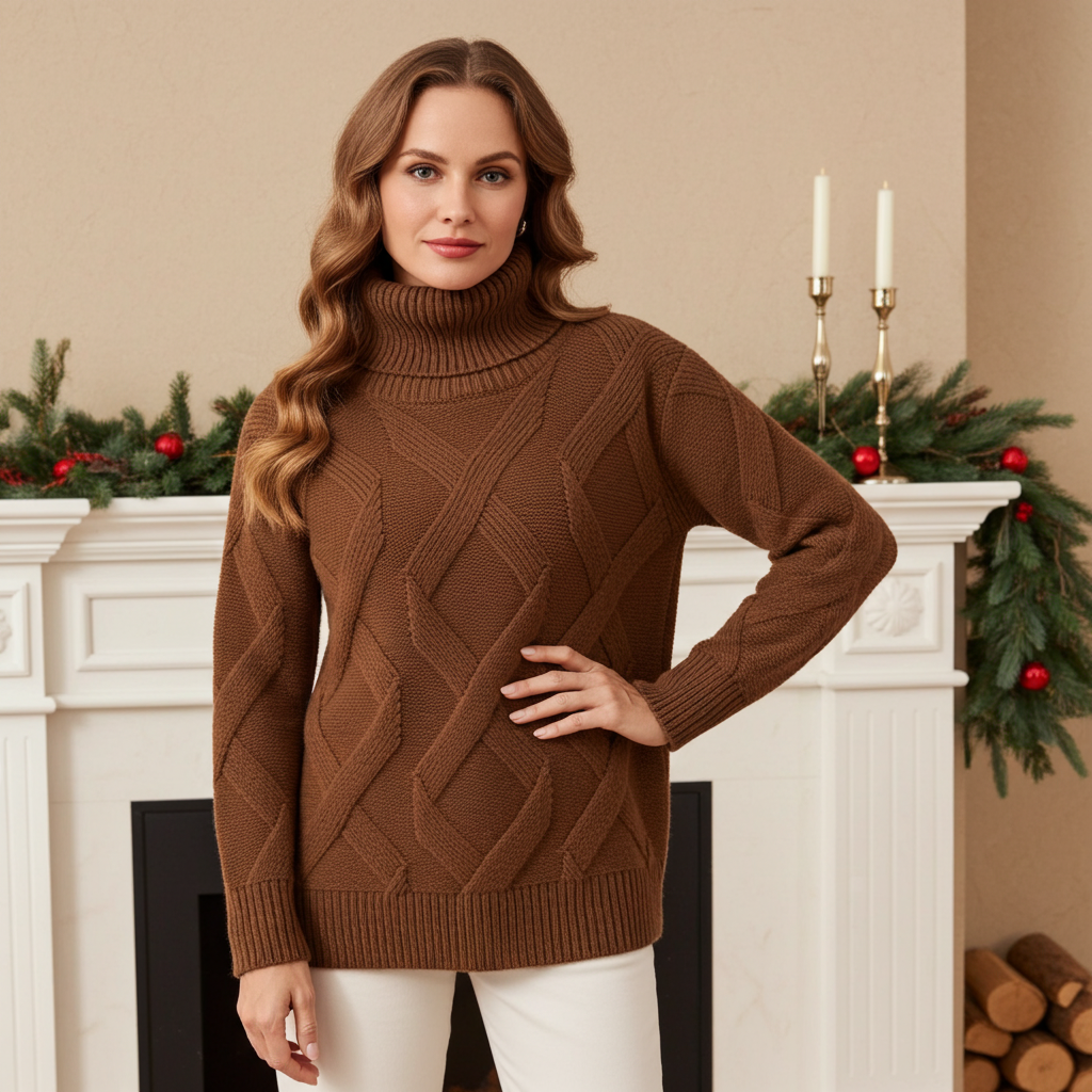 Elaris Cozy High-Neck Cashmere Sweater