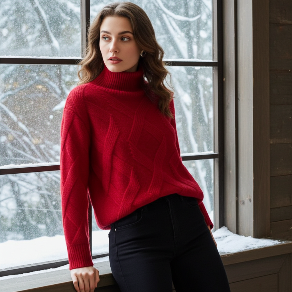 Elaris Cozy High-Neck Cashmere Sweater